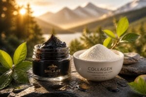 Découvrez comment le Shilajit et le collagène agissent ensemble comme un booster naturel de jeunesse pour revitaliser votre peau et renforcer votre bien-être au quotidien.