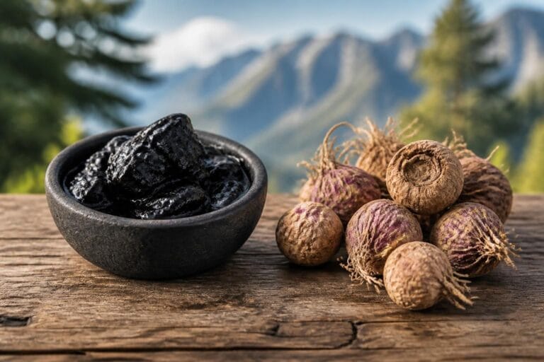 Shilajit ou Maca ? 2 Découvrez les bienfaits du Shilajit et de la Maca, deux super-aliments aux vertus uniques pour votre énergie et vitalité. Quel complément choisir ?