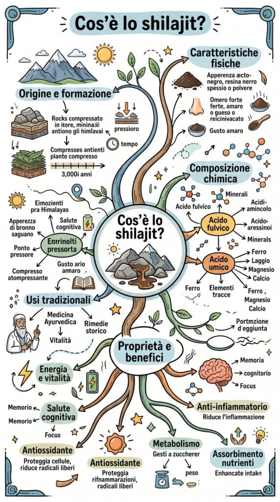 Home 2 Un'infografica che spiega cos'è la resina di Shilajit.