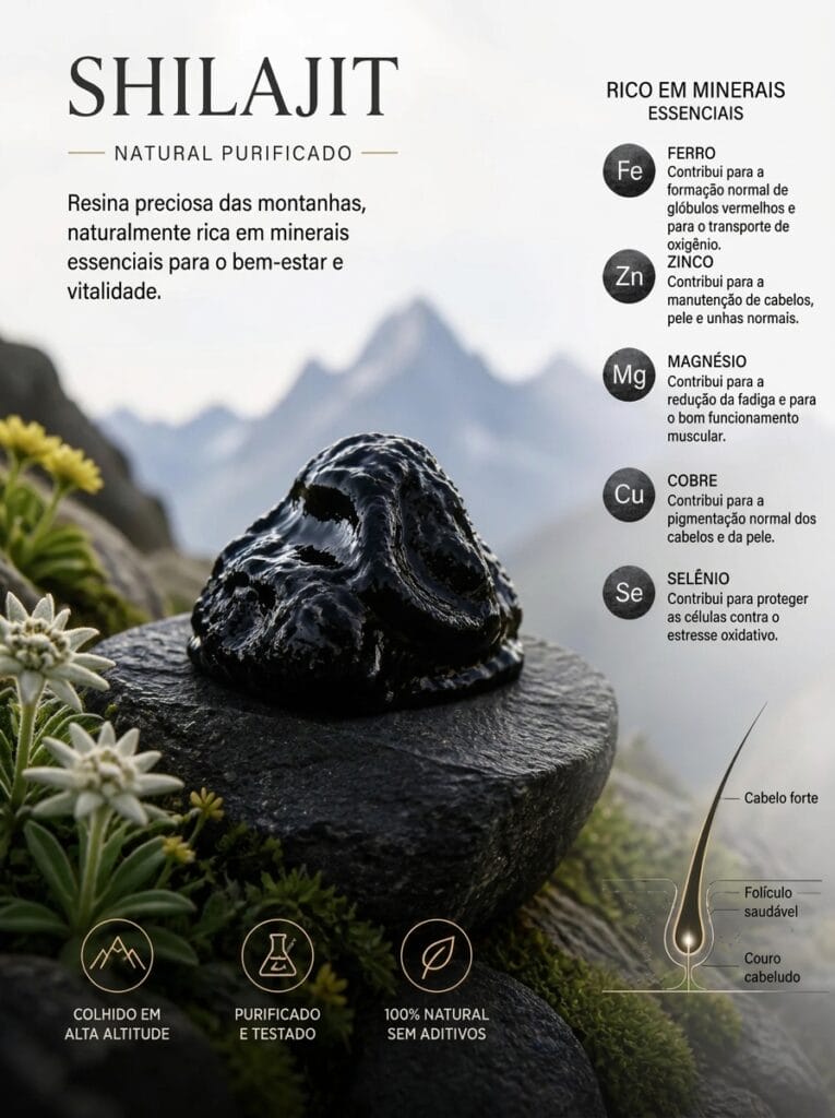 Shilajit e cuidado capilar : benéfico ou nocivo ? 3 Descubra os efeitos do Shilajit no cabelo: benefícios potenciais, riscos e dicas para um cuidado capilar natural e eficaz.