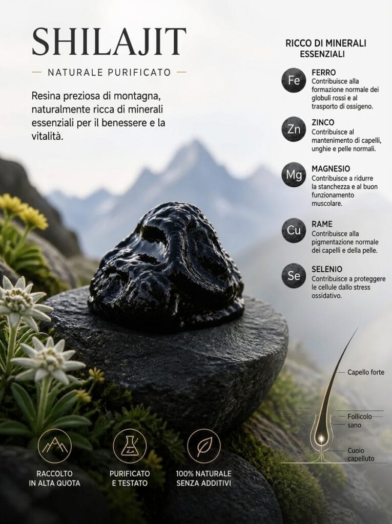 Shilajit e cura dei capelli : benefico o nocivo ? 3 Scopri gli effetti dello Shilajit sui capelli: potenziali benefici, rischi e consigli per una cura dei capelli naturale ed efficace.