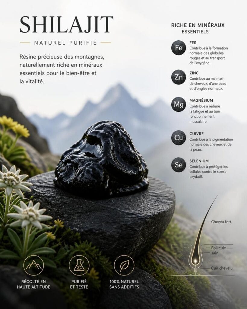 Shilajit et soin des cheveux : bénéfique ou nuisible ? 3 Découvrez les effets du Shilajit sur les cheveux : bienfaits potentiels, risques et conseils pour un soin capillaire naturel et efficace.