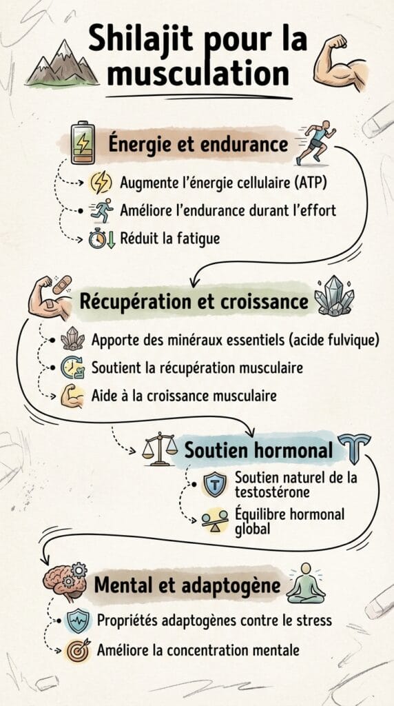 Bienfaits du Shilajit pour la musculation 3 Infographie sur les bienfaits du Shilajit pour la musculation