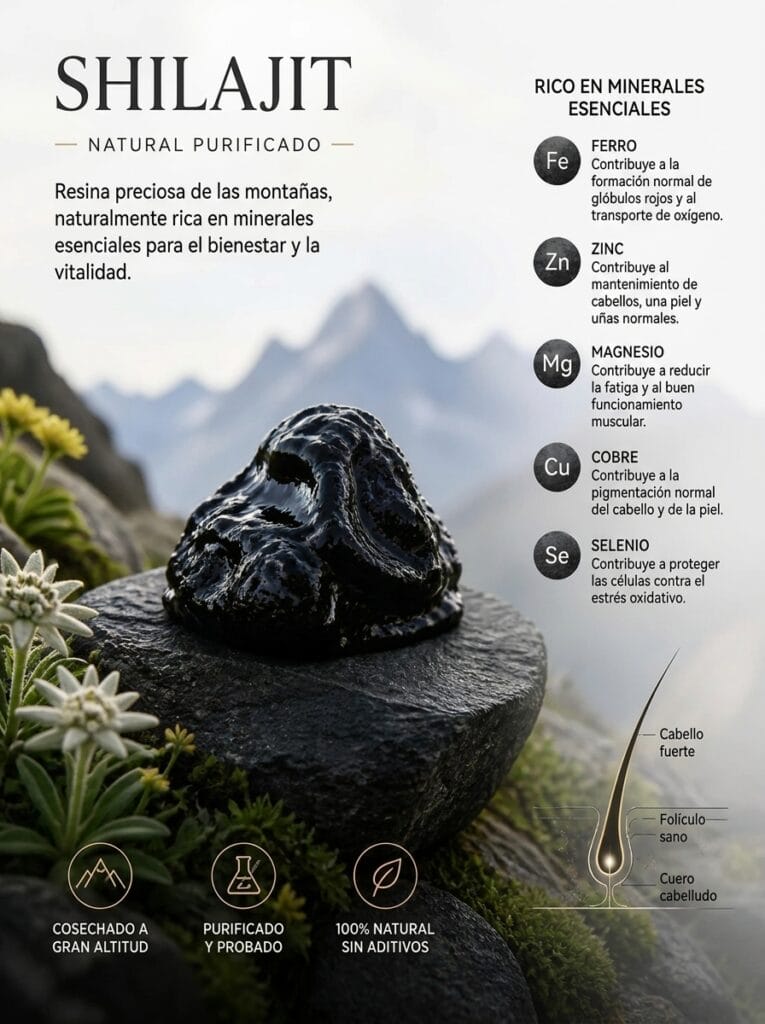 Shilajit y cuidado del cabello: ¿beneficioso o nocivo? 3 Descubre los efectos del shilajit en el cabello: posibles beneficios, riesgos y consejos para un cuidado capilar natural y eficaz.