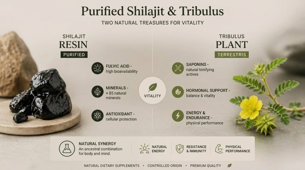 Tribulus or Shilajit ? 3 Discover the benefits of Tribulus and Shilajit, two popular natural supplements. Comparison, uses and advice to choose what suits you.