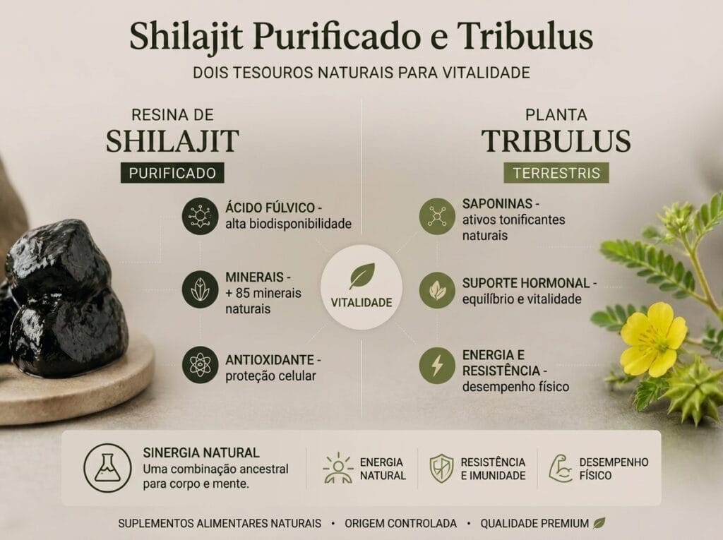 Tribulus ou Shilajit ? 3 Descubra os benefícios do Tribulus e do Shilajit, dois suplementos naturais muito populares. Comparação, usos e dicas para escolher o mais adequado para você.